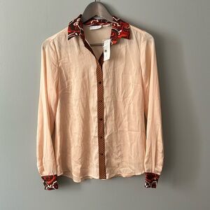 New York & Company peach button down blouse NWT